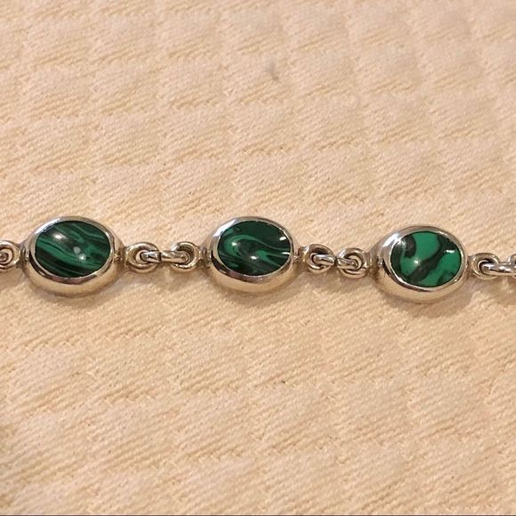 TAXCO Malachite Sterling Silver Linked Bracelet - Picture 5 of 10